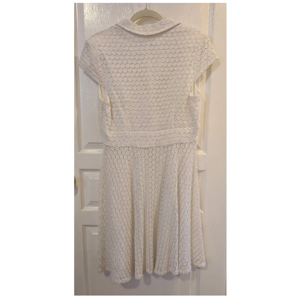 Vintage Betsey Johnson Dress - Cream - Eylet/Lace - Collared - Picture 5 of 8